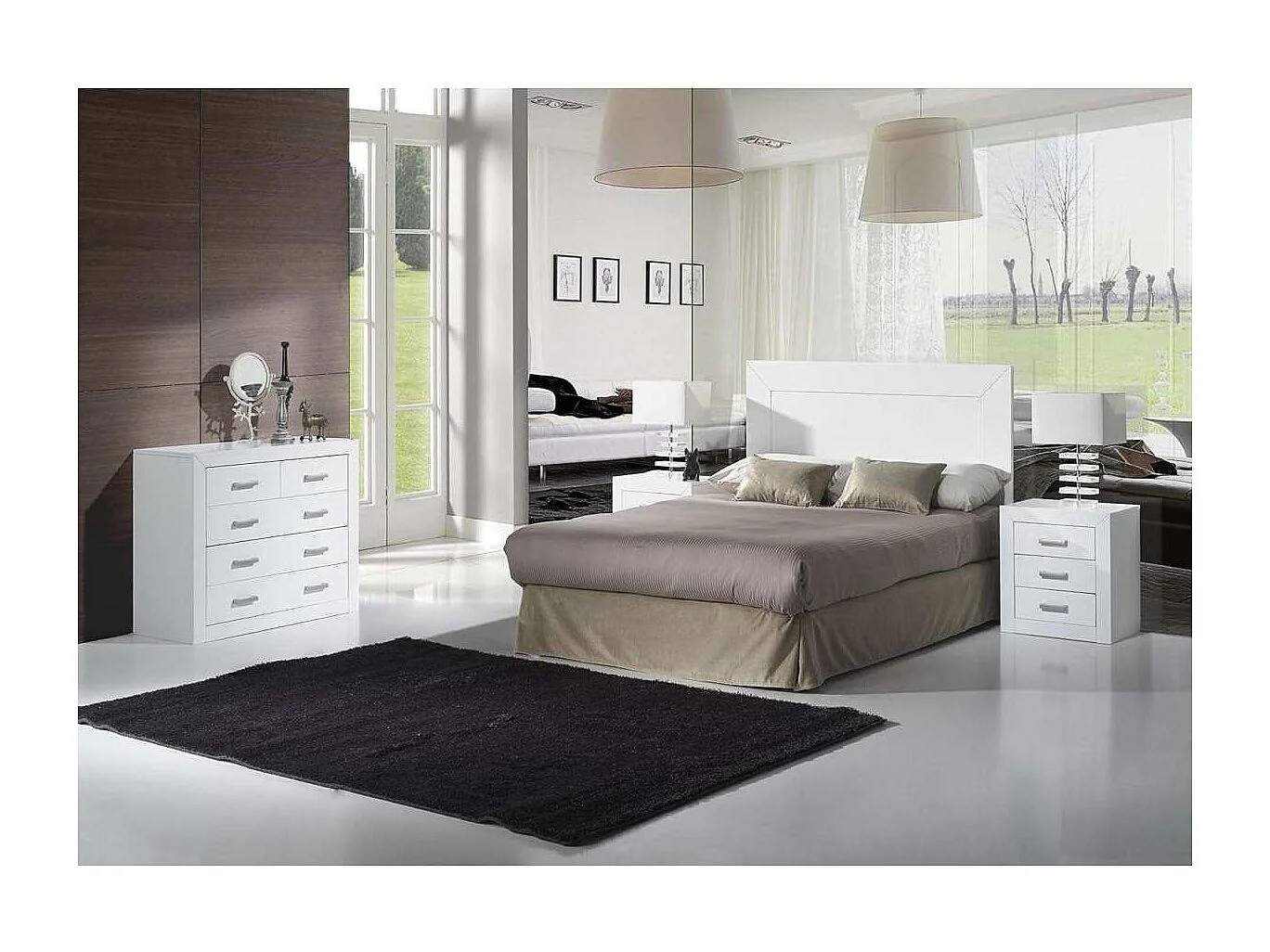 Mesita 3 Cajones Dormitorio Juvenil o Matrimonio acabado Lacado Blanco. 55 cm(alto)50 cm(a