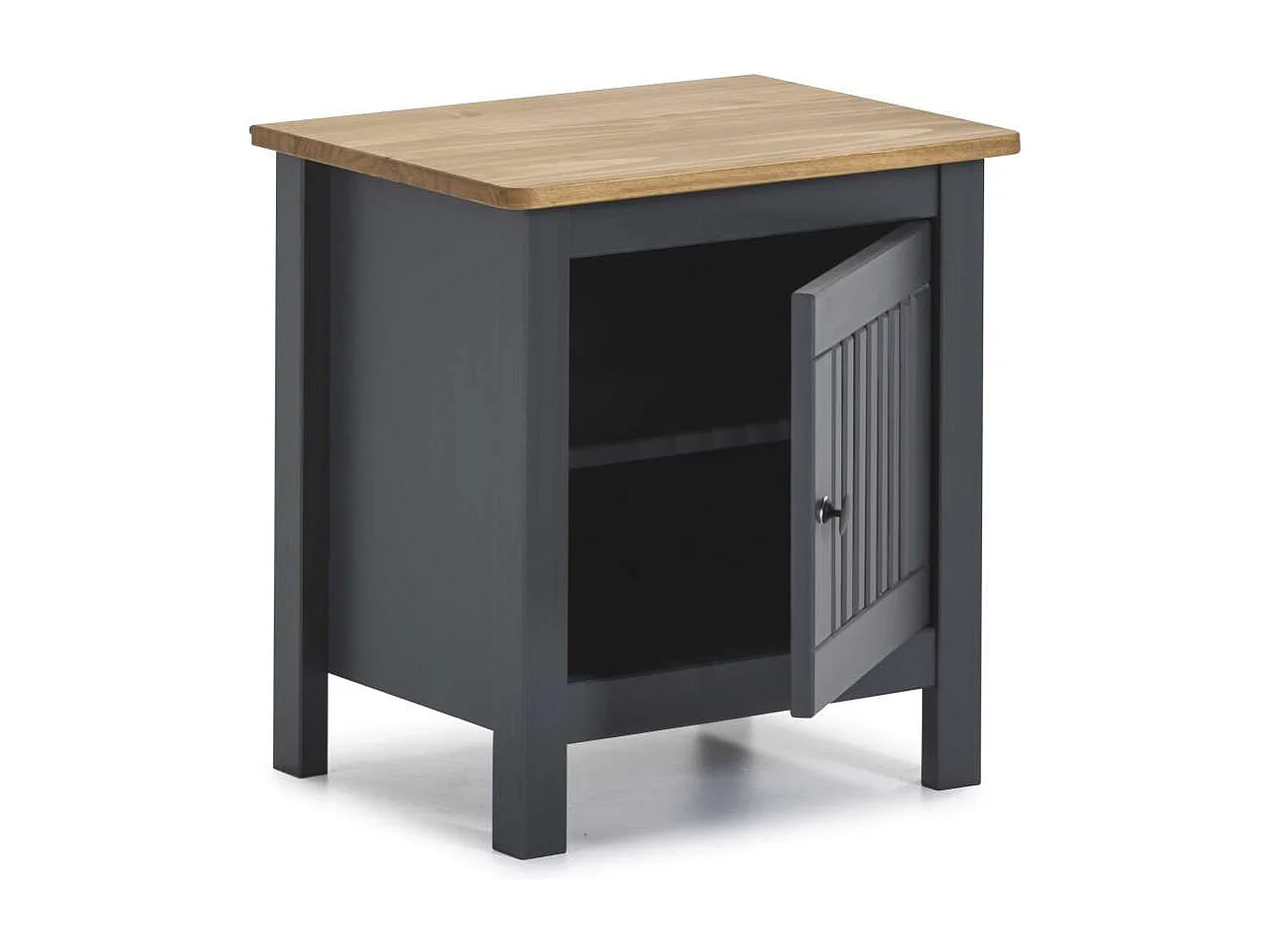 Mesita de noche 1 puerta acabado gris modelo Luna, 46 cm(ancho) 49.5 cm(alto) 35 cm (fondo