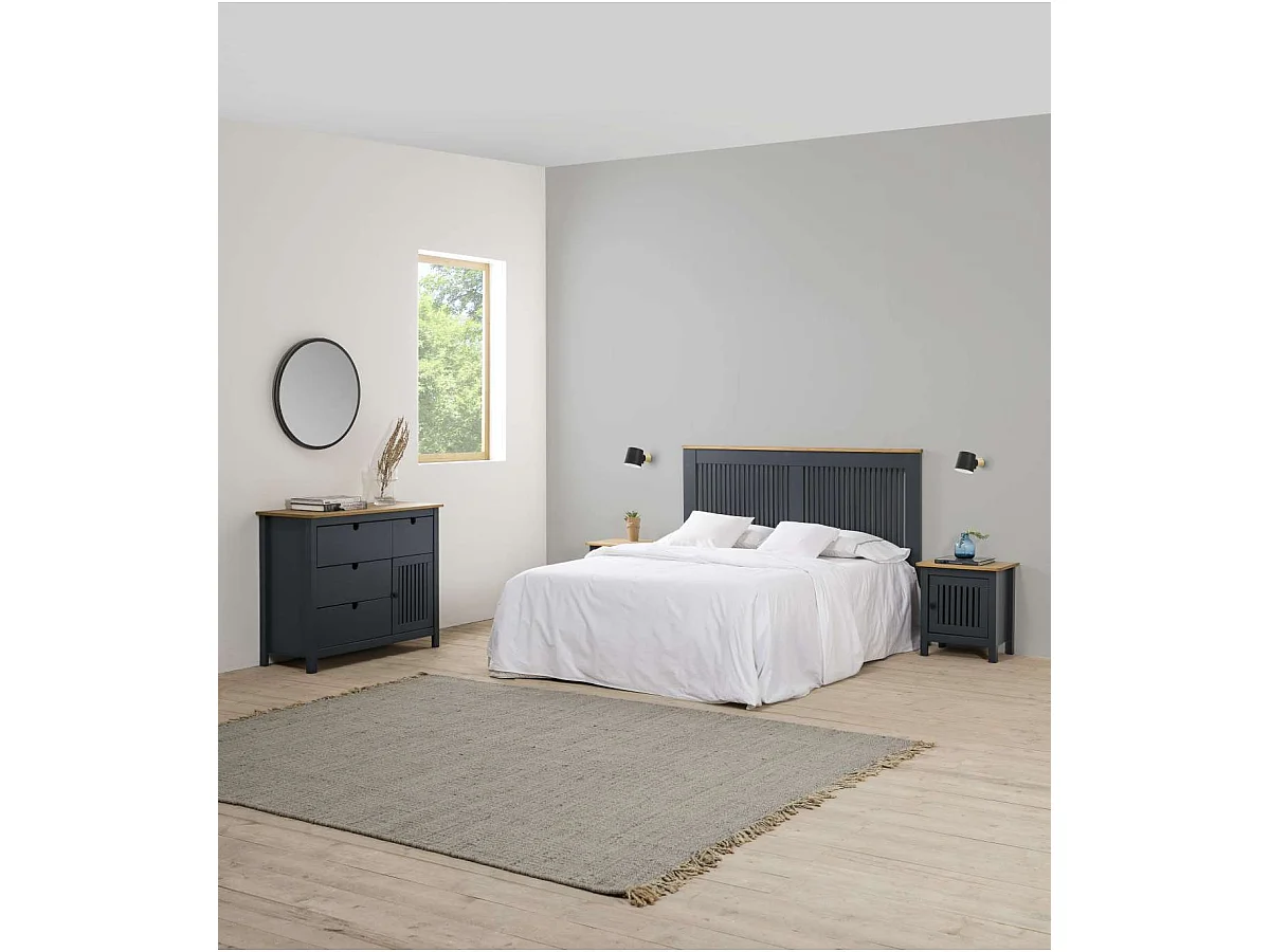 Mesita de noche 1 puerta acabado gris modelo Luna, 46 cm(ancho) 49.5 cm(alto) 35 cm (fondo