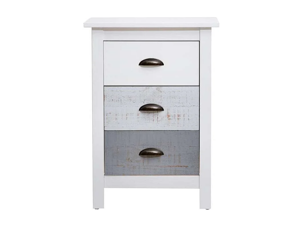 Mesita modelo Amor 3 cajones acabado blanco, 46 cm (Ancho) 35 cm (Fondo) 65 cm (Alto