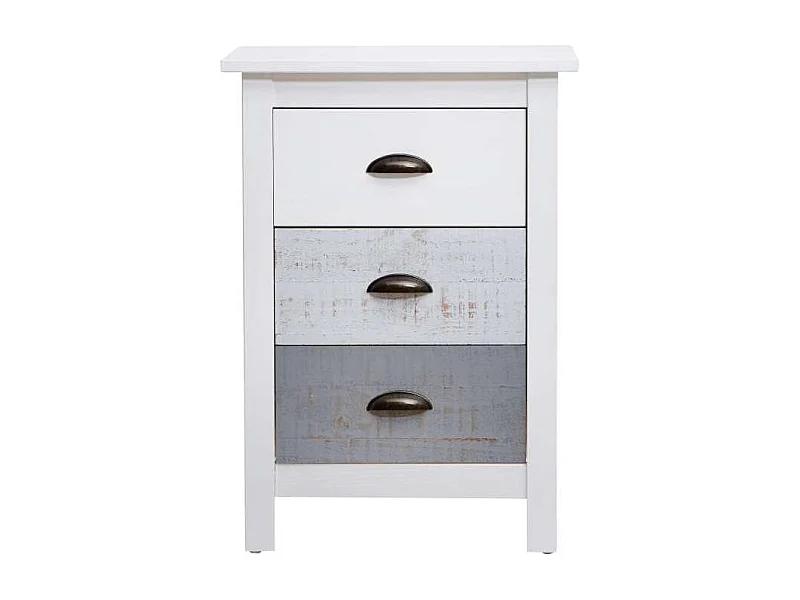 Mesita modelo Amor 3 cajones acabado blanco, 46 cm (Ancho) 35 cm (Fondo) 65 cm (Alto