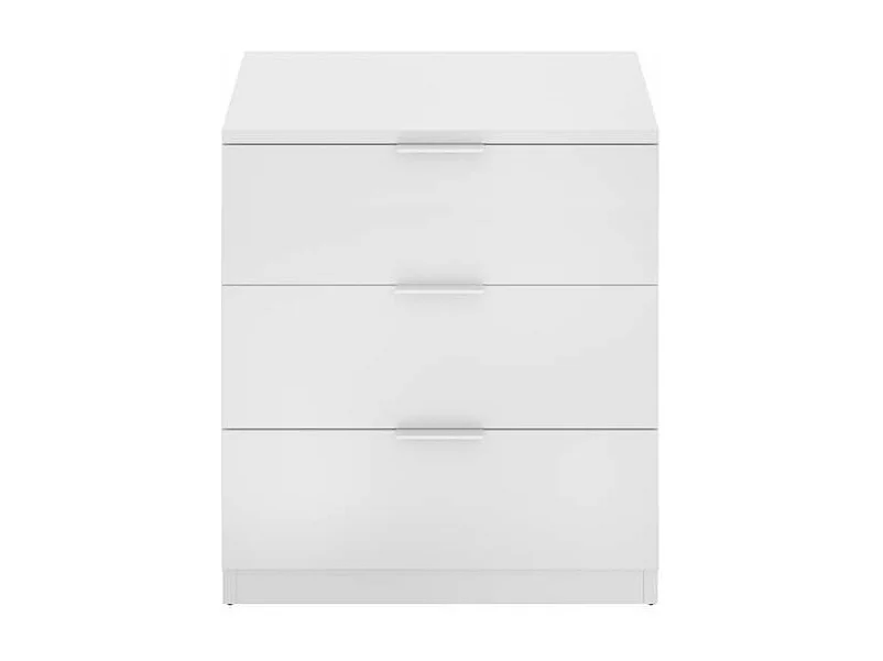 Mesita de noche con 3 cajones acabado blanco, 58cm(alto) 50.5cm(ancho) 34.5cm(fondo)