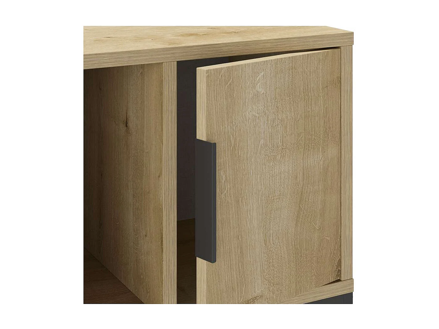 Mesita de noche para dormitorio Md-Leo 1 puerta, 1 hueco acabado roble/negro, 45cm(ancho)