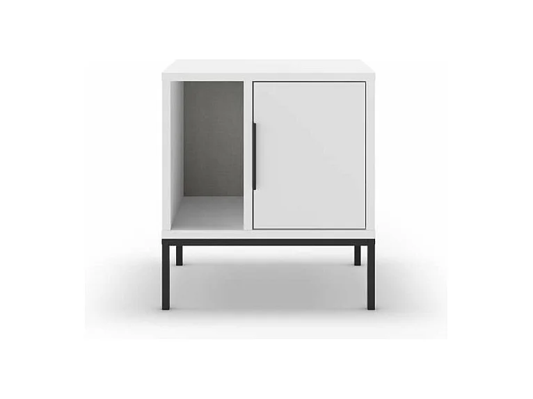 Mesita de noche para dormitorio Md-Leo 1 puerta, 1 hueco acabado blanco/negro, 45cm(ancho)