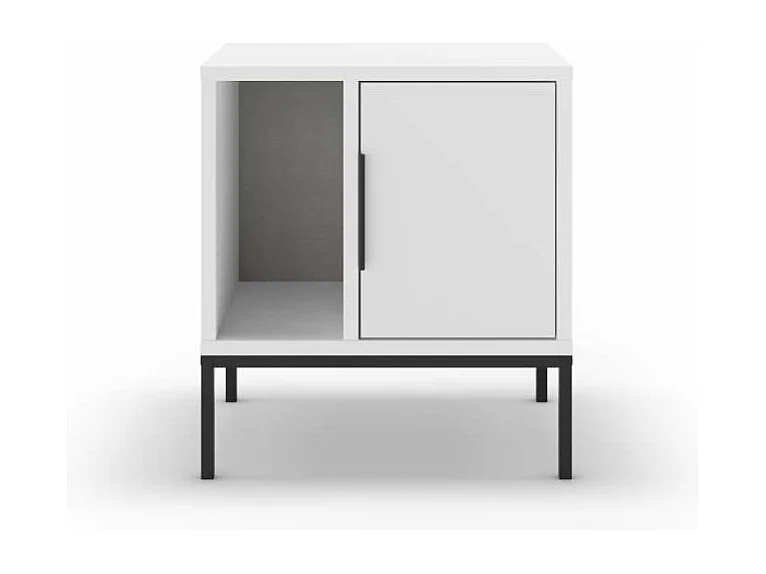 Mesita de noche para dormitorio Md-Leo 1 puerta, 1 hueco acabado blanco/negro, 45cm(ancho)