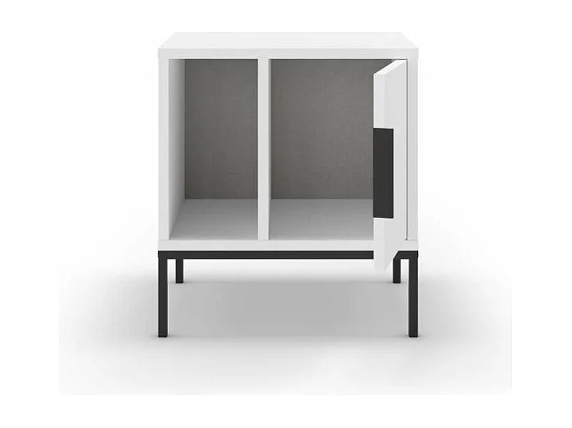 Mesita de noche para dormitorio Md-Leo 1 puerta, 1 hueco acabado blanco/negro, 45cm(ancho)
