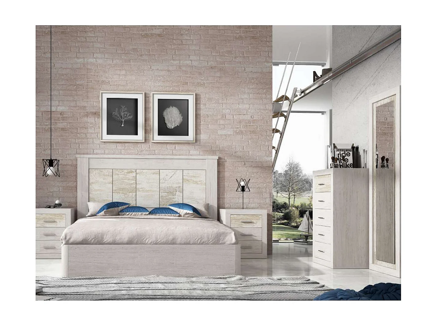 Mesita de noche con 3 cajones acabado artico vintage, 60cm(alto) 50cm(ancho) 34cm(fondo)