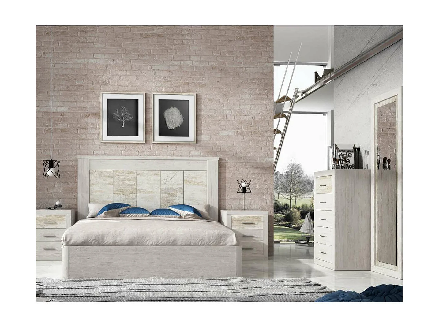 Mesita de noche con 3 cajones acabado artico vintage, 60cm(alto) 50cm(ancho) 34cm(fondo)