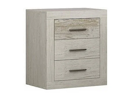 Mesita de noche con 3 cajones acabado artico vintage, 60cm(alto) 50cm(ancho) 34cm(fondo)