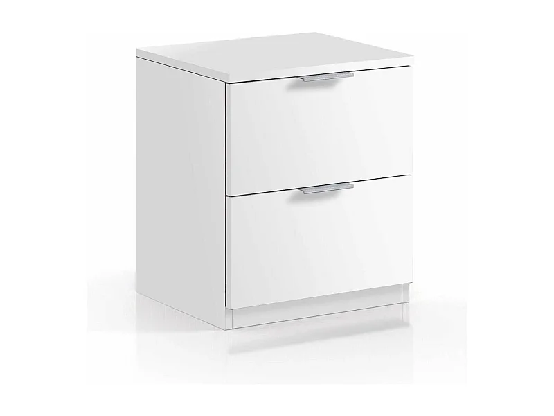 Mesita de noche Hierro 2 cajones acabado roble o blanco 45 cm(alto)38 cm(ancho)34 cm(fondo