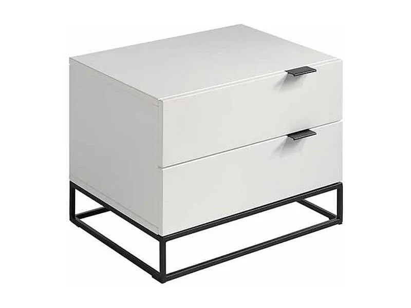 Mesita de noche 2 cajones modelo Nina acabado blanco brillo, 55 x 41.1 x 40.6 cm (largo x