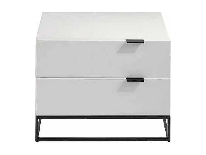 Mesita de noche 2 cajones modelo Nina acabado blanco brillo, 55 x 41.1 x 40.6 cm (largo x