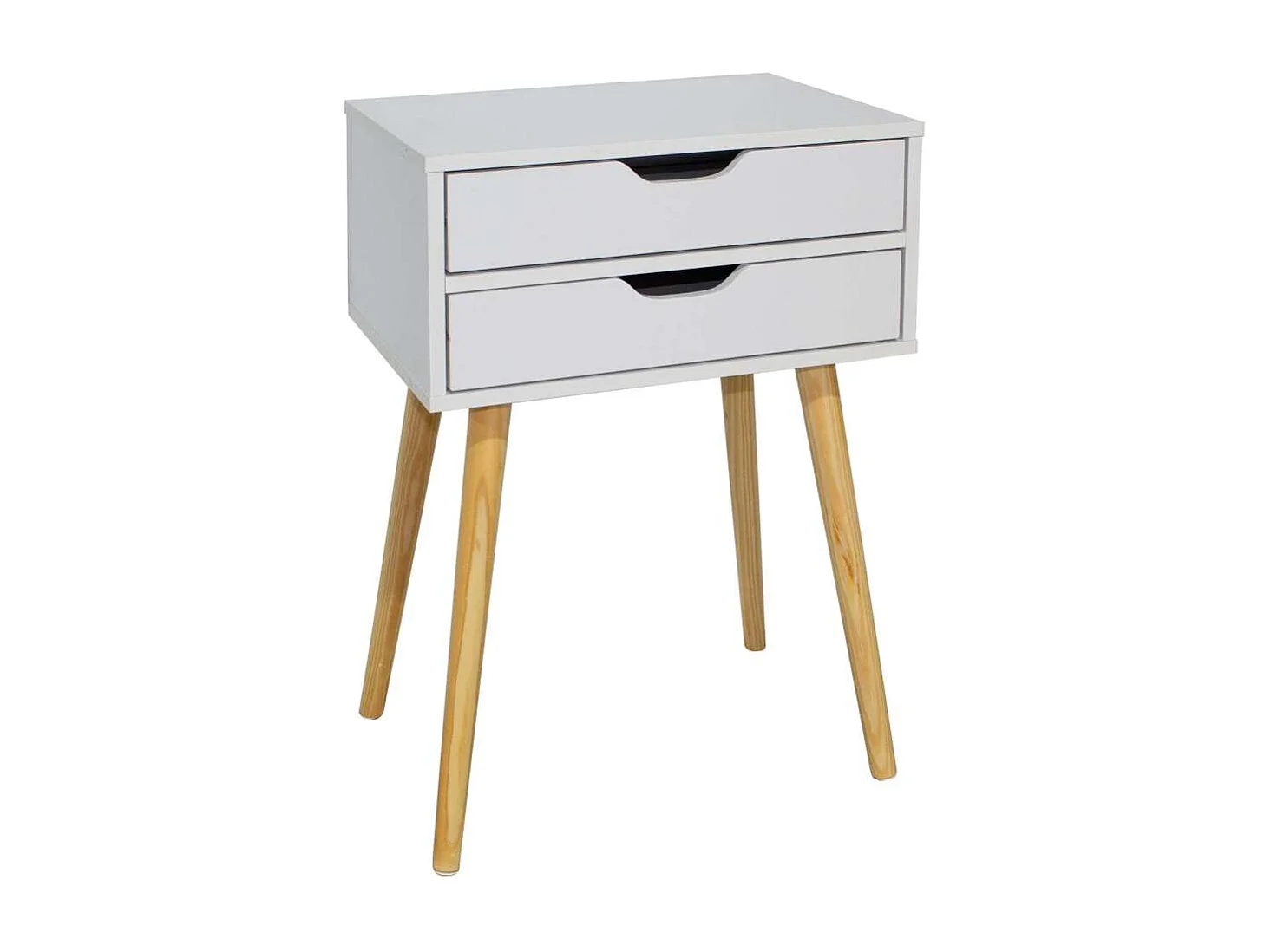 Mesita de noche 2 cajones Md-Piano acabado blanco, 60cm(alto) 40cm(ancho) 30cm(fondo).