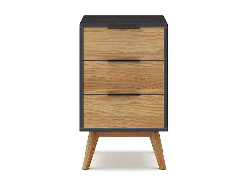 Mesita modelo Julen 3 cajones acabado cera/bocamina, 40cm(Ancho) 35cm(Fondo) 65.5cm(Alto