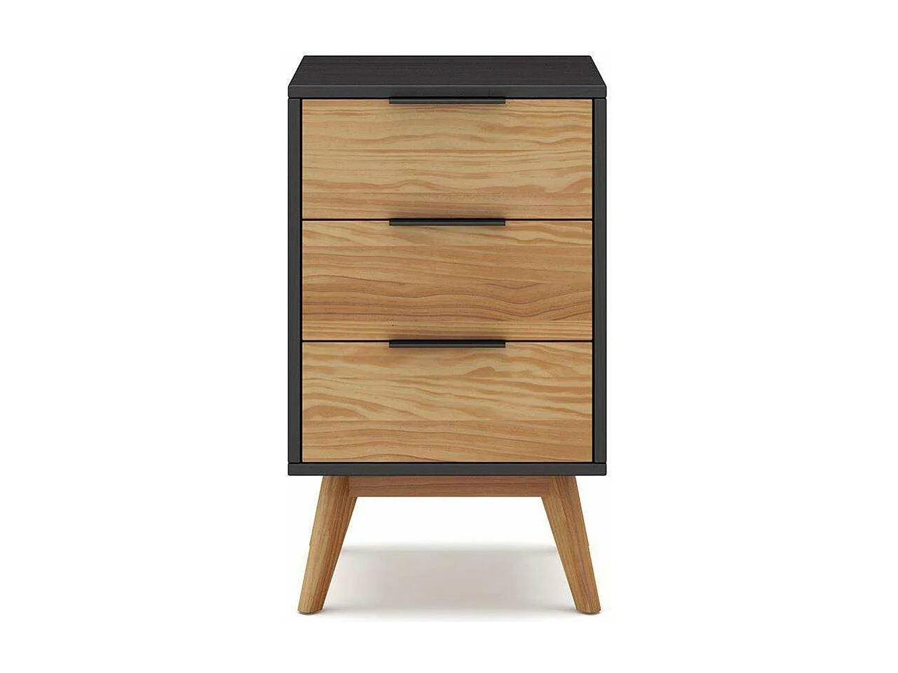 Mesita modelo Julen 3 cajones acabado cera/bocamina, 40cm(Ancho) 35cm(Fondo) 65.5cm(Alto