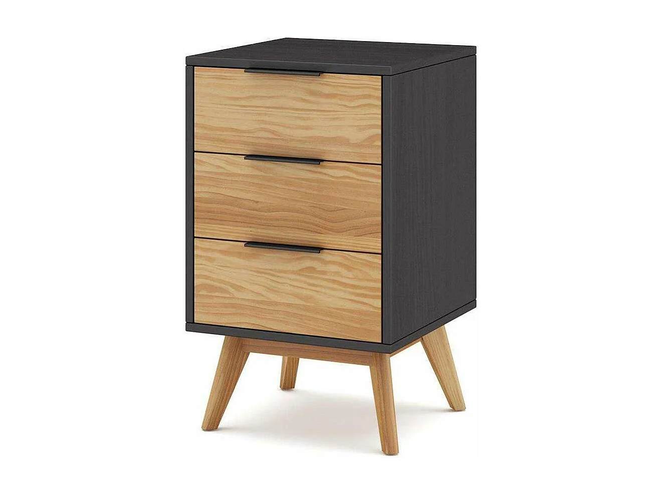 Mesita modelo Julen 3 cajones acabado cera/bocamina, 40cm(Ancho) 35cm(Fondo) 65.5cm(Alto