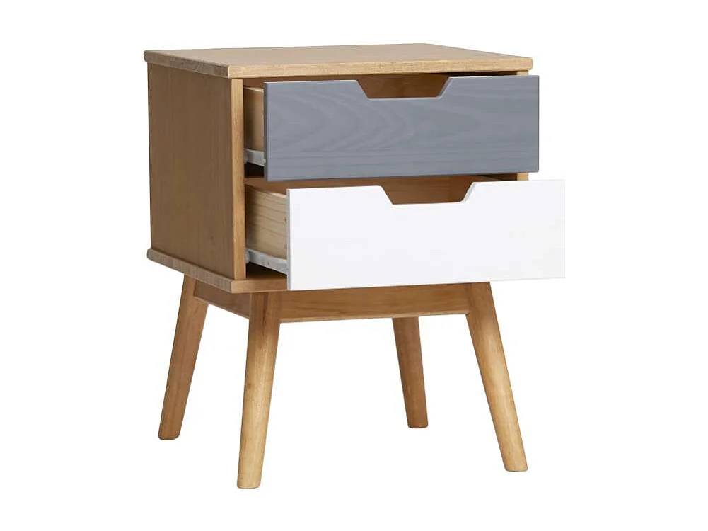 Mesita 2 cajones modelo Cupido acabado cera, Medidas: 40 cm (Ancho) 40 cm (Fondo) 52 cm (A