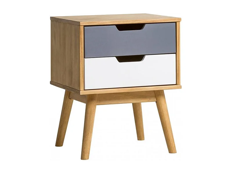 Mesita 2 cajones modelo Cupido acabado cera, Medidas: 40 cm (Ancho) 40 cm (Fondo) 52 cm (A