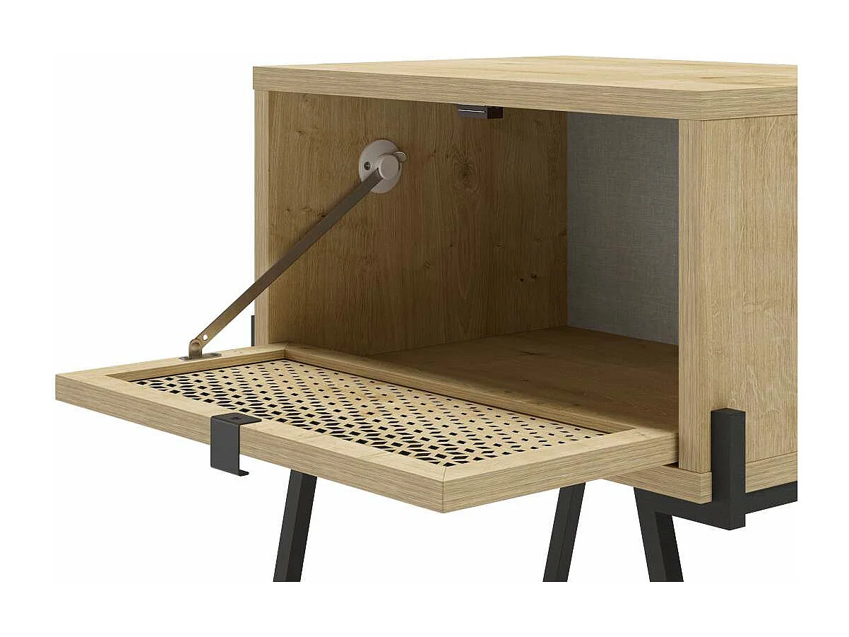 Mesita de noche para dormitorio Estela 1 puerta acabado roble/negro, 48cm(ancho) 50.5cm(al