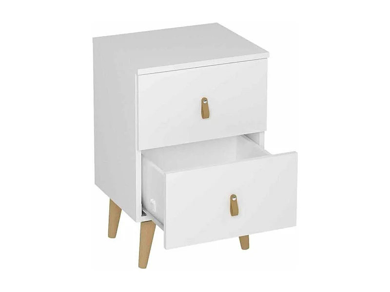 Mesita Tokio con 2 cajones en blanco. 61 cm(alto), 40 cm(ancho), 34 cm(fondo)