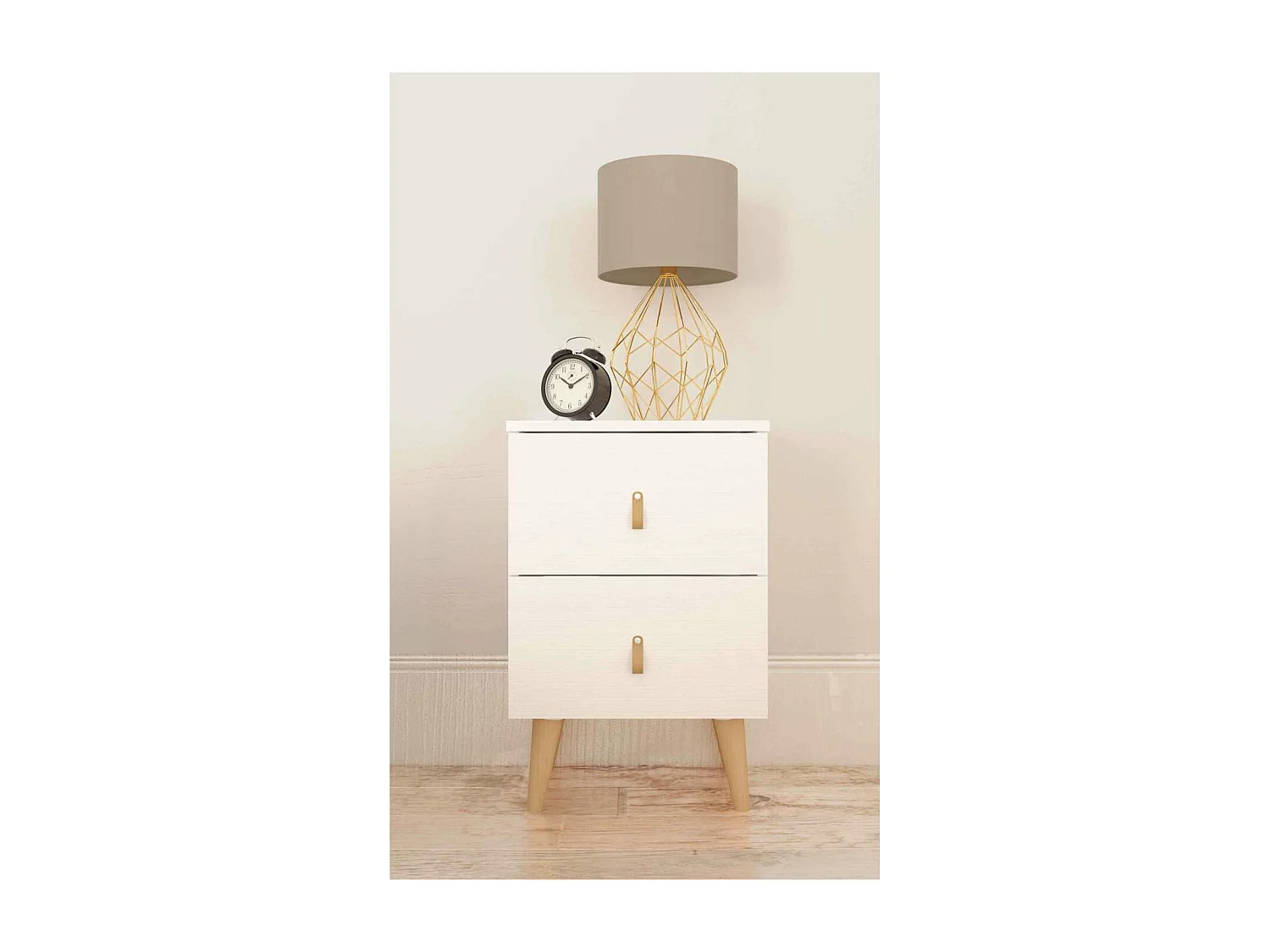 Mesita Tokio con 2 cajones en blanco. 61 cm(alto), 40 cm(ancho), 34 cm(fondo)