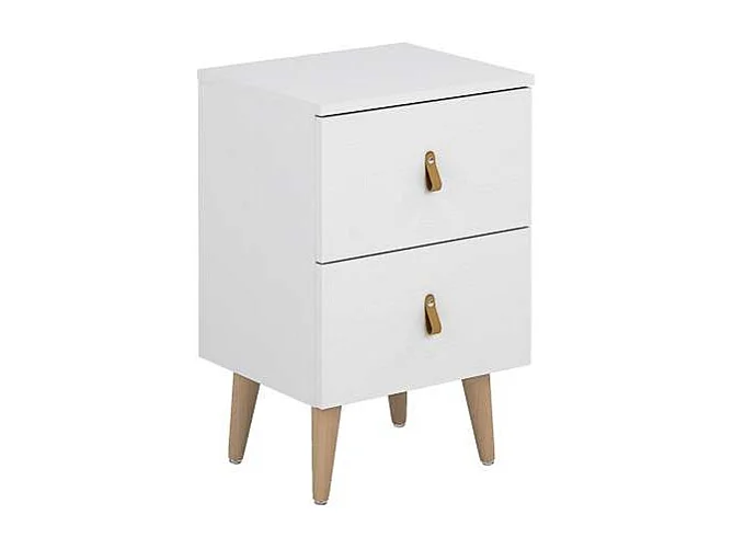 Mesita Tokio con 2 cajones en blanco poro. 61 cm(alto), 40 cm(ancho), 34 cm(fondo)