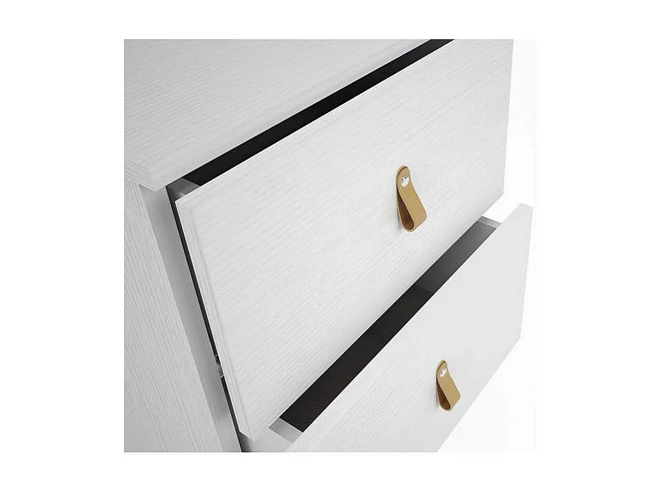 Mesita Tokio con 2 cajones en blanco poro. 61 cm(alto), 40 cm(ancho), 34 cm(fondo)