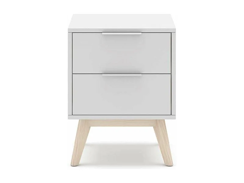 Mesita de noche 2 cajones Campos acabado blanco/blanco cera, 53cm(alto) 40cm(ancho) 35cm(f