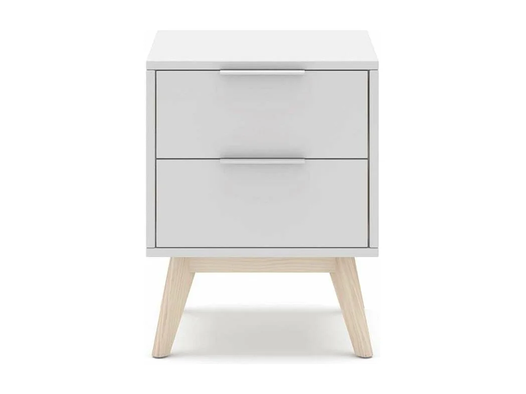 Mesita de noche 2 cajones Campos acabado blanco/blanco cera, 53cm(alto) 40cm(ancho) 35cm(f
