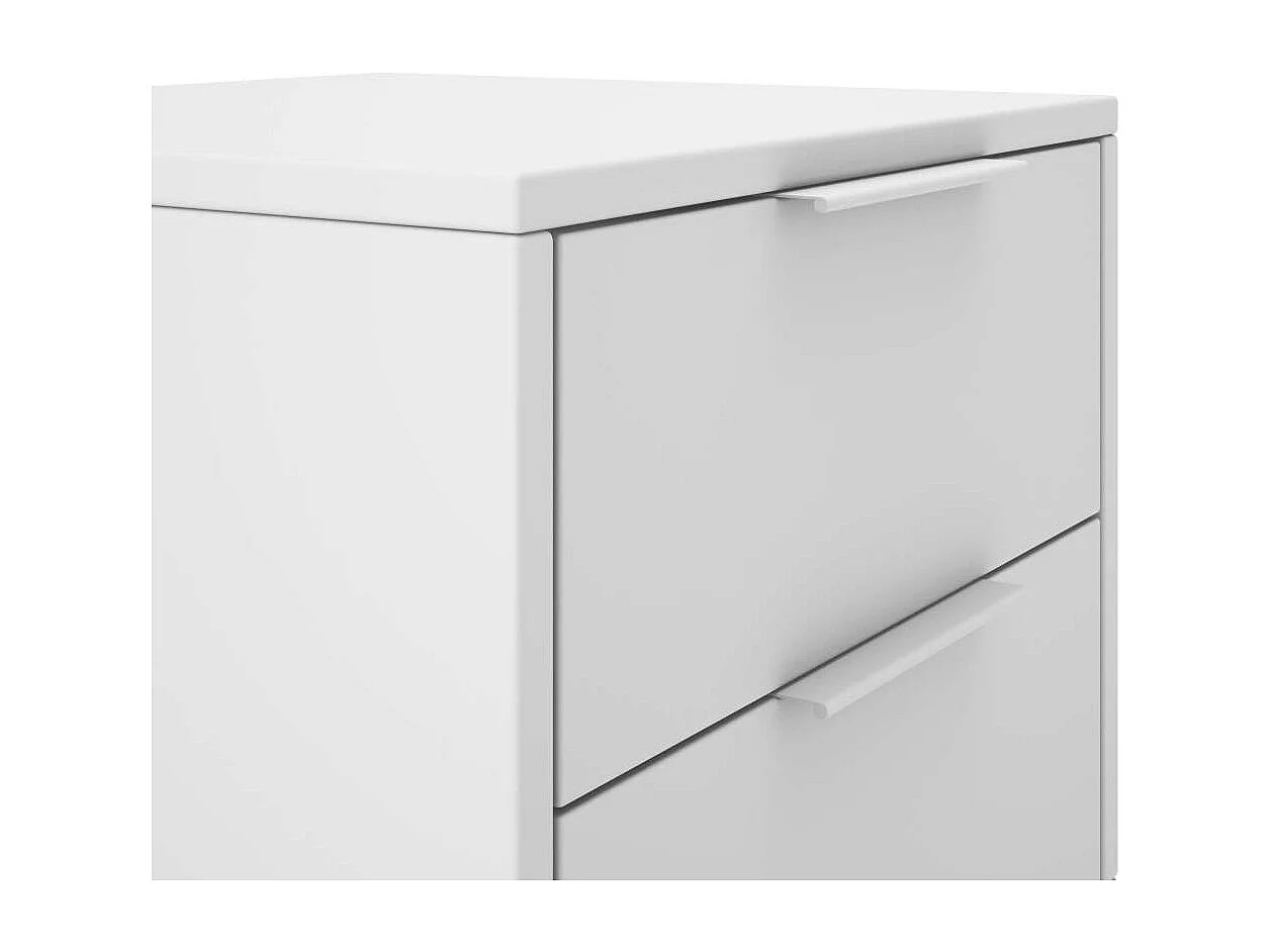 Mesita de noche 2 cajones Campos acabado blanco/blanco cera, 53cm(alto) 40cm(ancho) 35cm(f