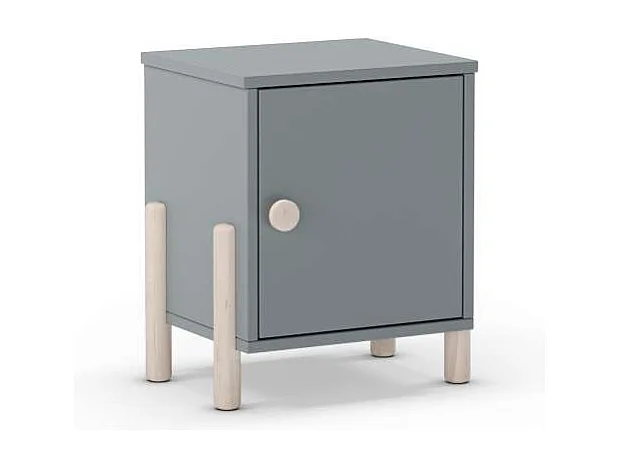 Mesita de noche para dormitorio Emma 1 puerta acabado verde kaki/cera blanca, 39.4cm(ancho