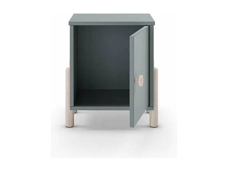 Mesita de noche para dormitorio Emma 1 puerta acabado verde kaki/cera blanca, 39.4cm(ancho