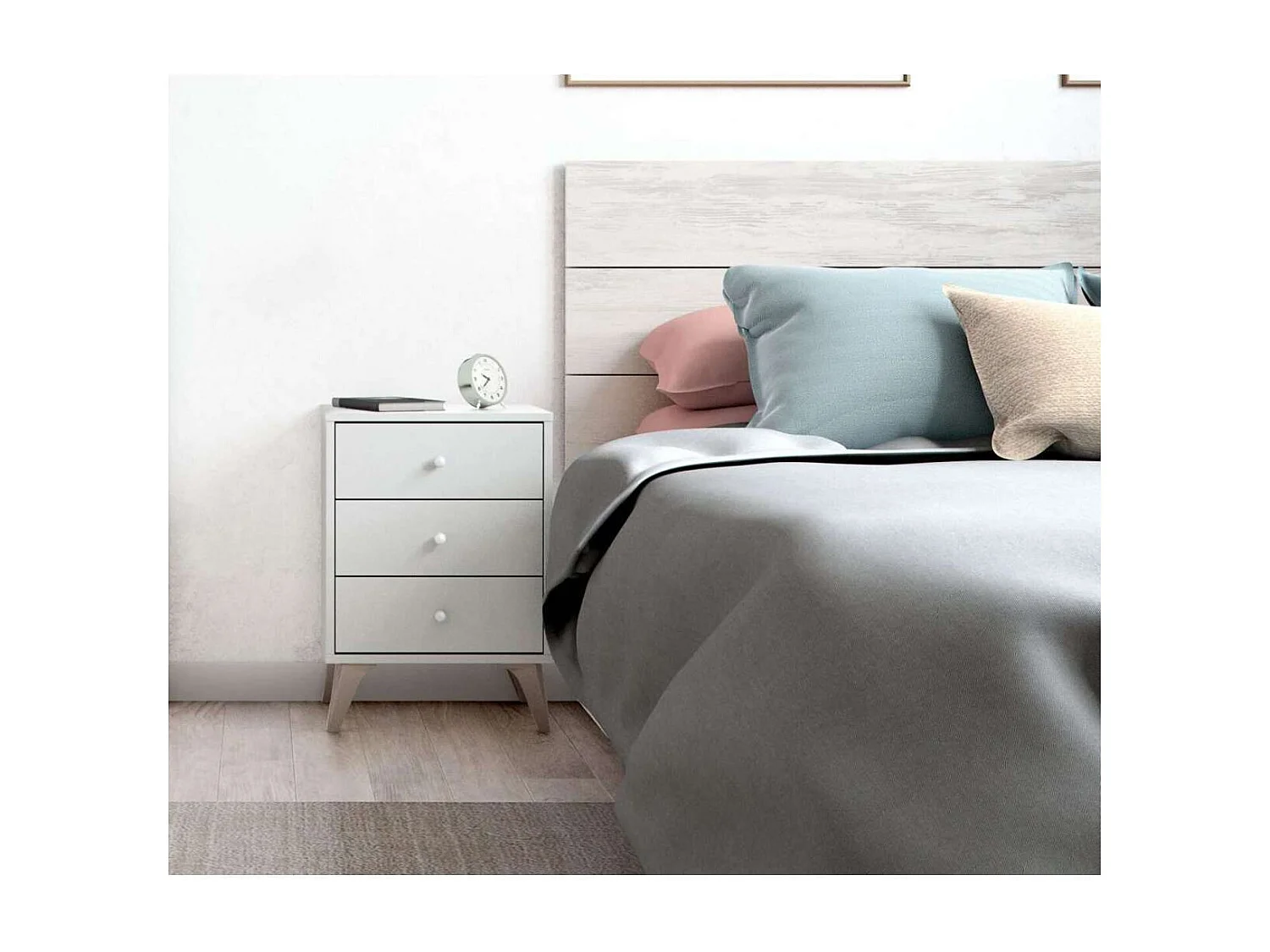 Mesita de noche tres cajones Liss 40 cm (ancho) x 56 cm (alto) x 33,5 cm (fondo)