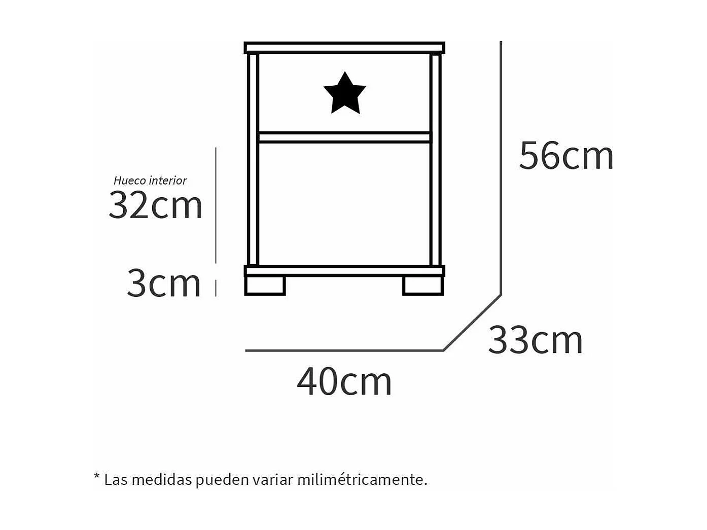 Mesita Sweet en acabado blanco atlas, 56 cm(alto)40 cm(ancho)33 cm(fondo)