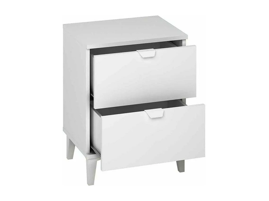 Mesita de noche 2 cajones en acabado blanco 56 cm(alto)43 cm(ancho)34 cm(fondo)