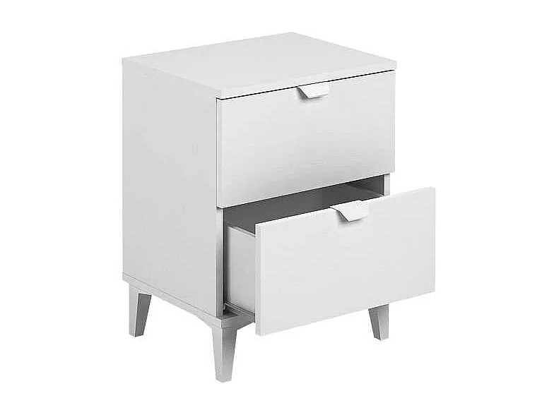 Mesita de noche 2 cajones en acabado blanco 56 cm(alto)43 cm(ancho)34 cm(fondo)