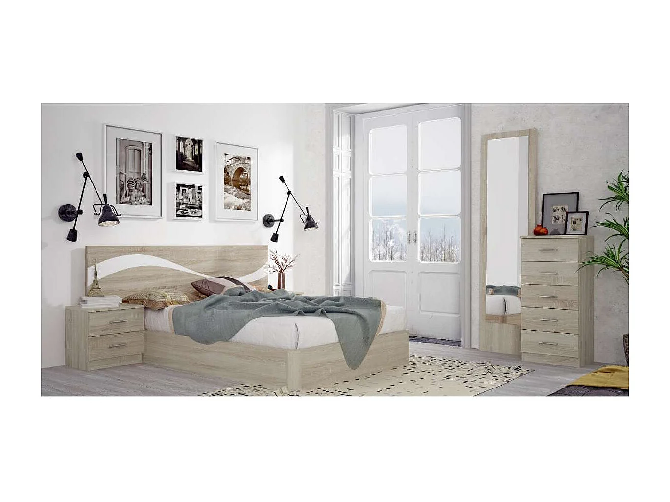 Mesita de noche con 2 cajones acabado now cambrian, 48cm(alto) 46cm(ancho) 33cm(fondo)