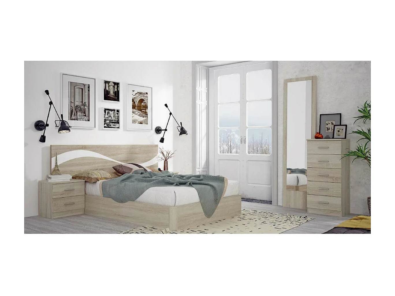 Mesita de noche con 2 cajones acabado now cambrian, 48cm(alto) 46cm(ancho) 33cm(fondo)