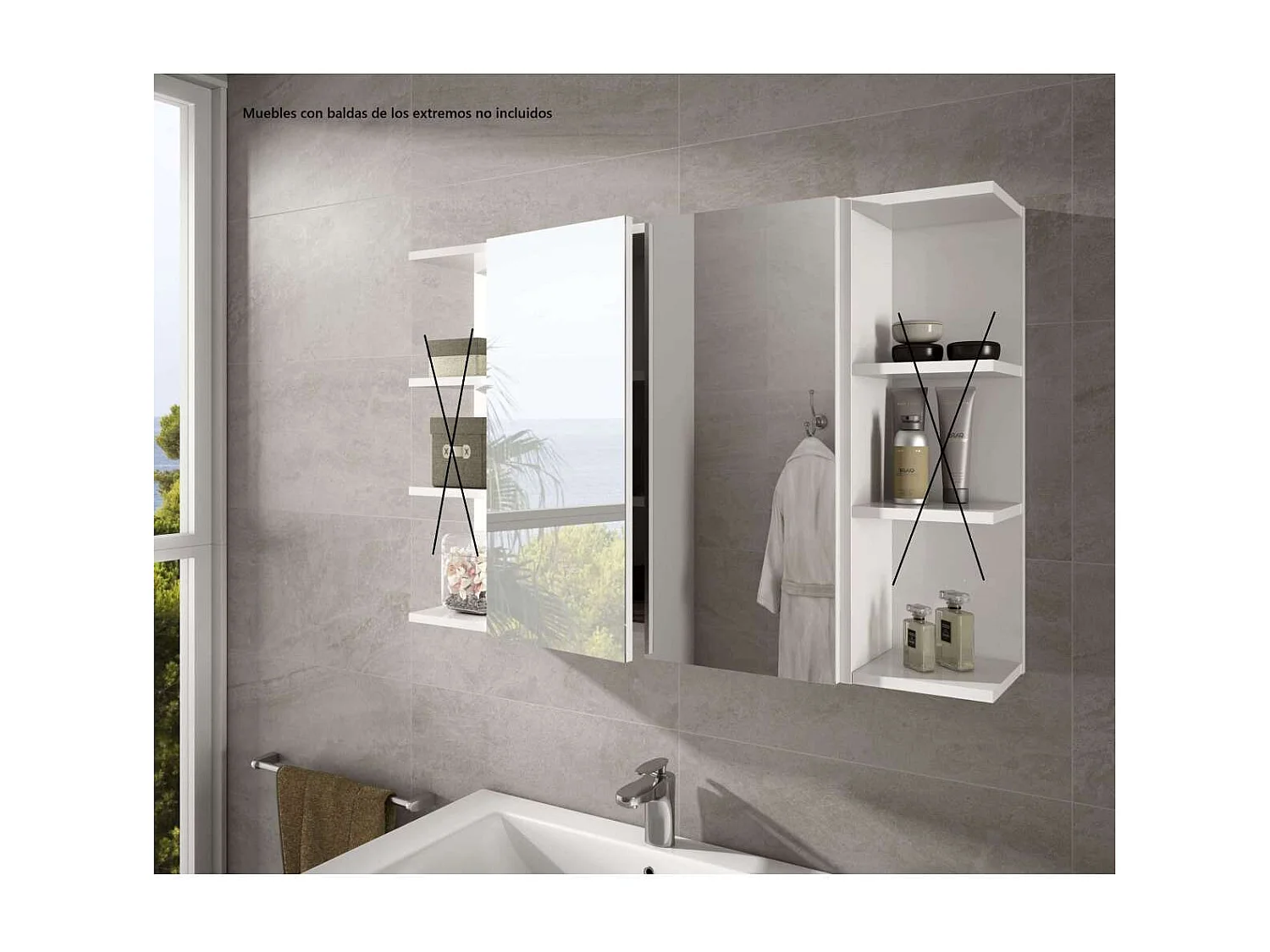 Mueble camerino Sulf de 2 puertas con espejo acabado blanco brillo, 65 cm(alto)60 cm(ancho