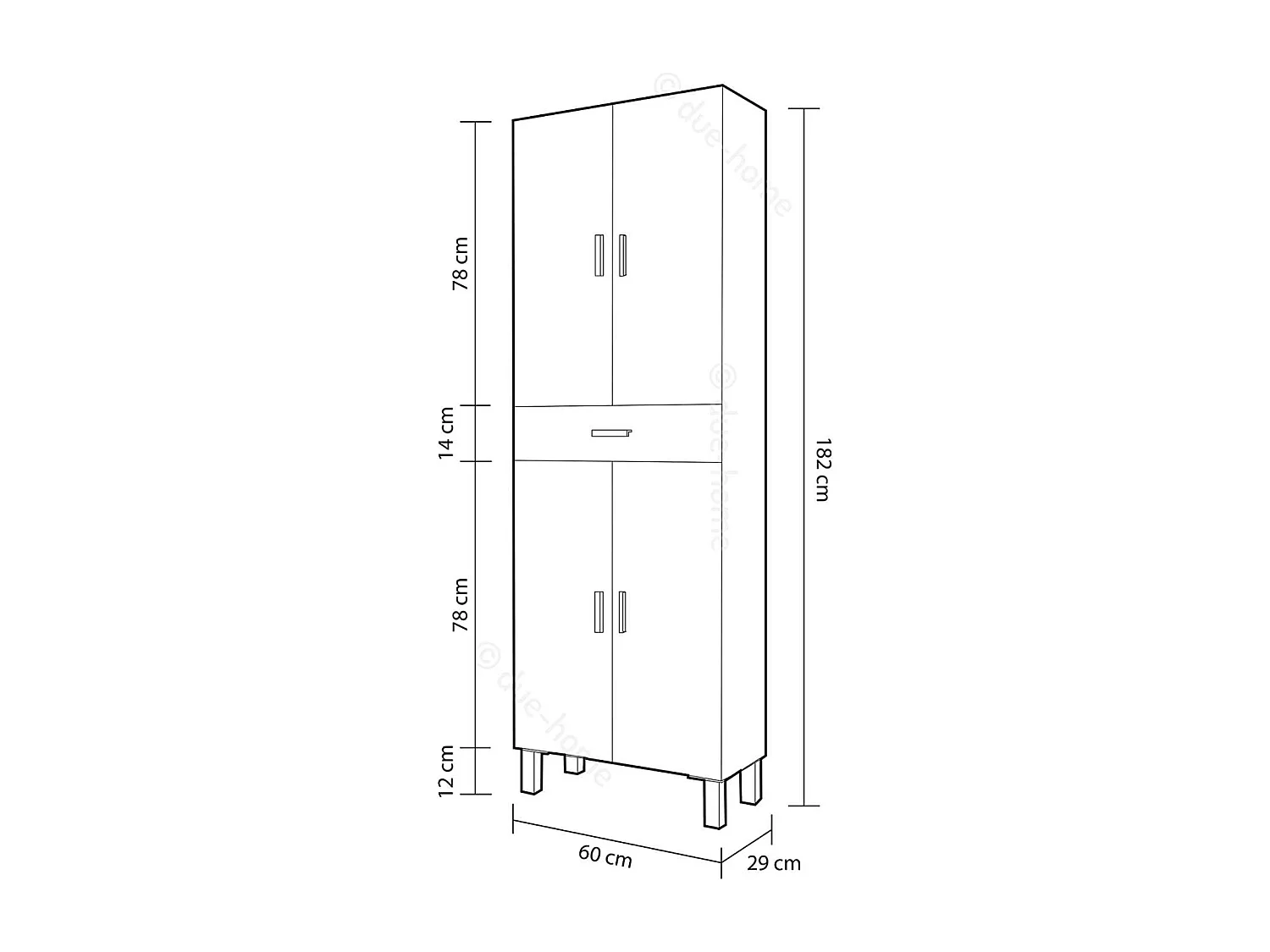 Columna para baño Kris de 4 puertas y 1 cajón acabado blanco brillo, 182 cm(alto)60 cm(a