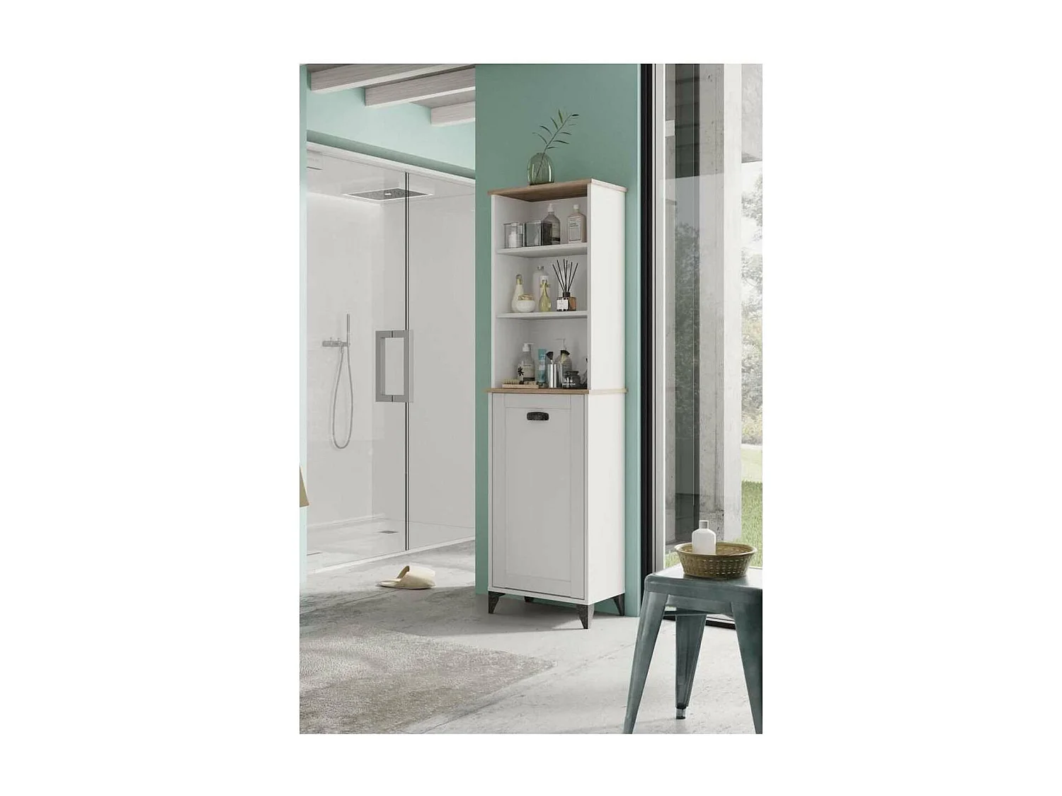 Columna de baño Toscana en acabado color blanco, 168cm(alto) 46.5cm(ancho) 31cm(largo)