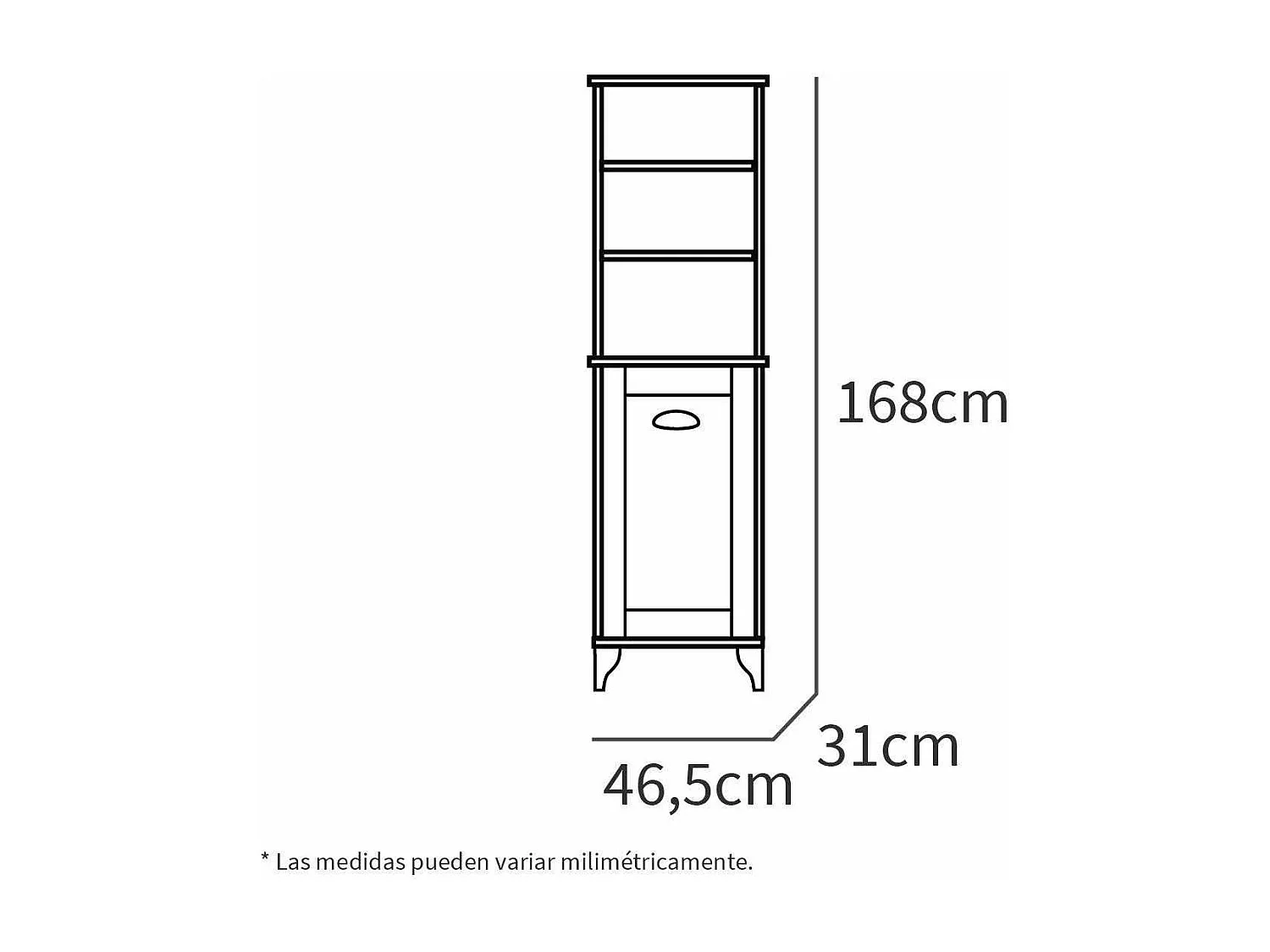 Columna de baño Toscana en acabado color blanco, 168cm(alto) 46.5cm(ancho) 31cm(largo)