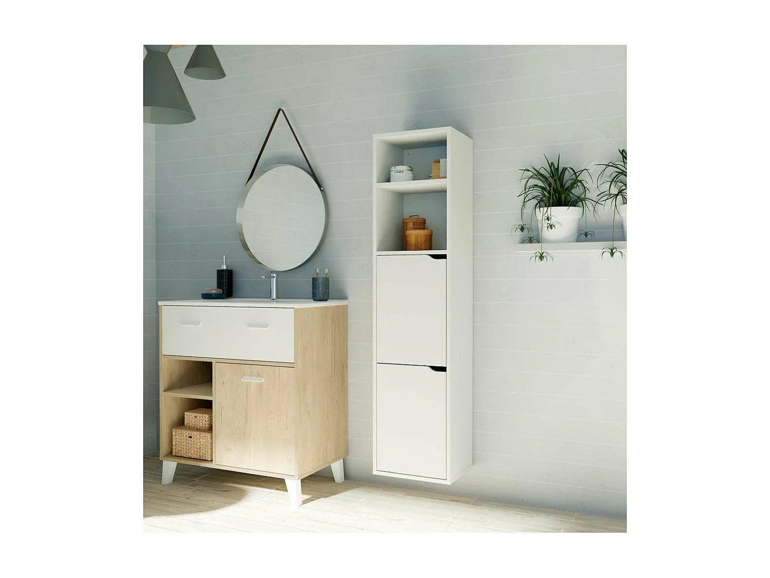 Columna para baño Nadia acabado blanco, 150 cm(alto) 36,5 cm(ancho) 30 cm(largo)