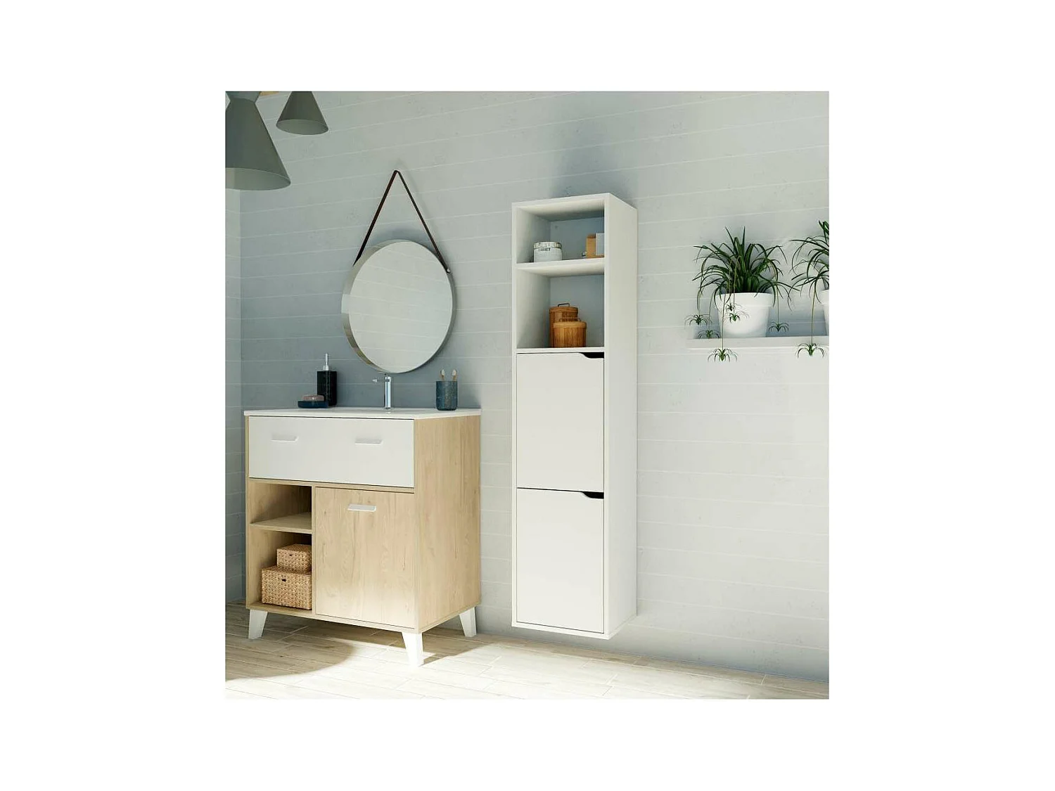 Columna para baño Nadia acabado blanco, 150 cm(alto) 36,5 cm(ancho) 30 cm(largo)