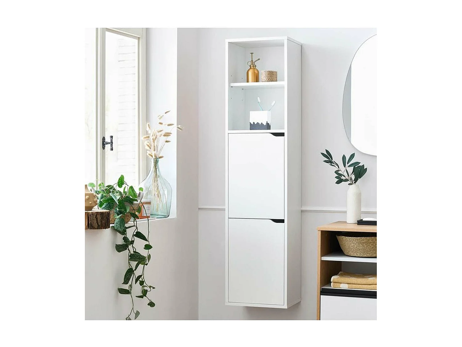 Columna para baño Nadia acabado blanco, 150 cm(alto) 36,5 cm(ancho) 30 cm(largo)