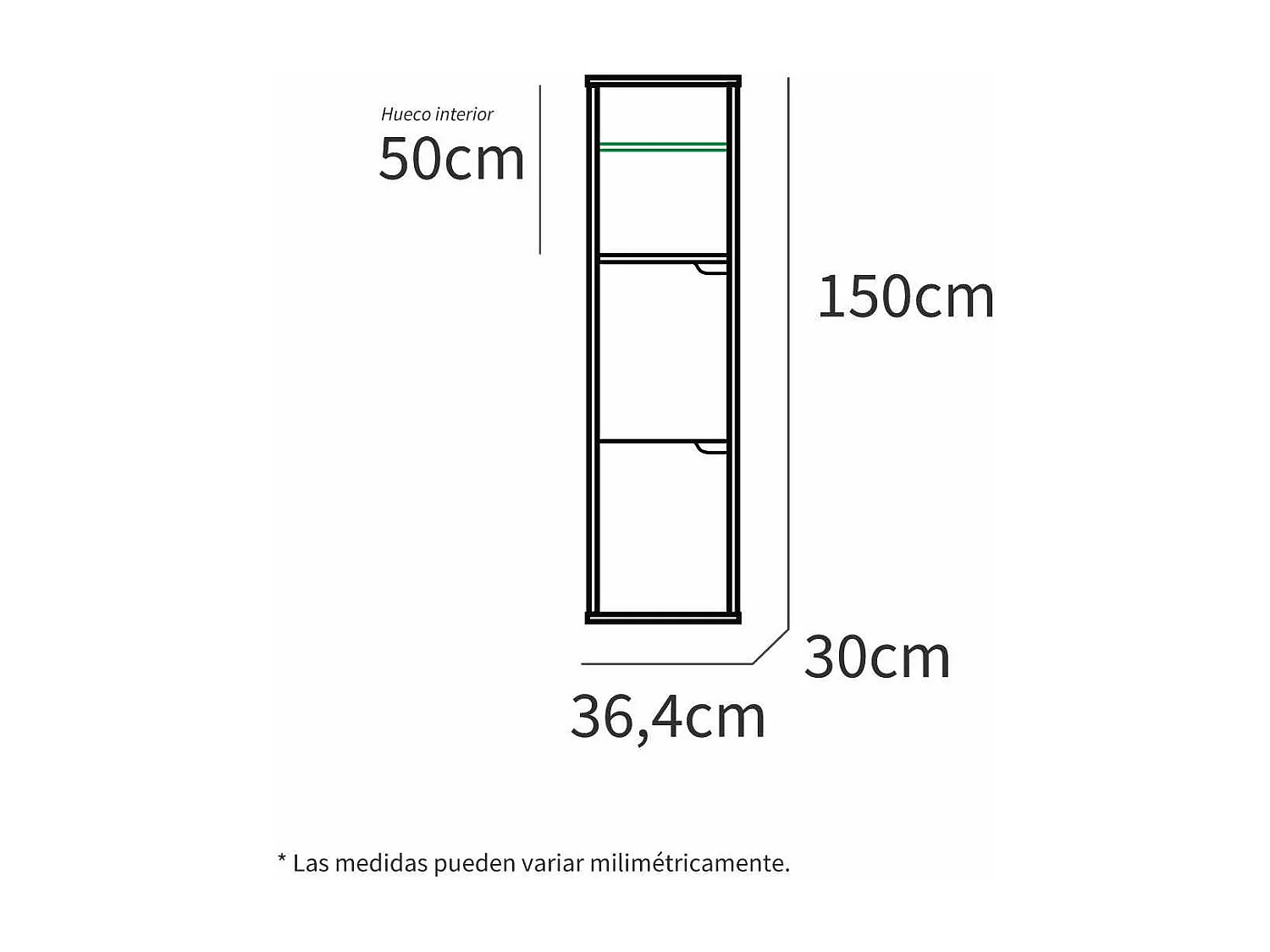Columna para baño Nadia acabado roble gold, 150 cm(alto) 36,5 cm(ancho) 30 cm(largo)