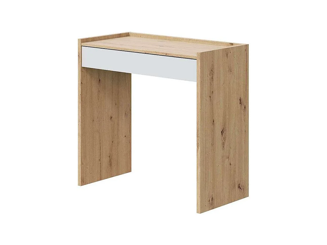 Mesa escritorio Luka con cajón acabado en Roble y Blanco Artik  77 cm(alto) x 82 cm (anch