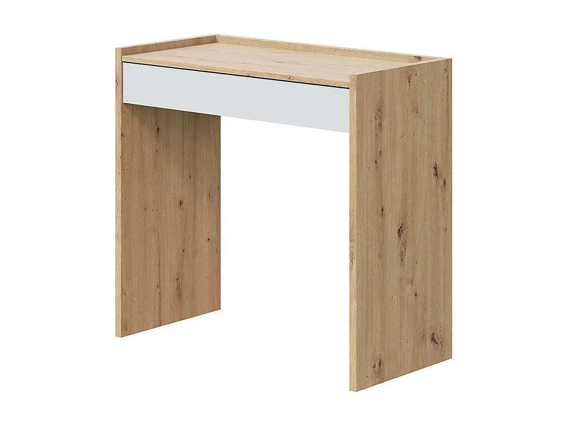 Mesa escritorio Luka con cajón acabado en Roble y Blanco Artik  77 cm(alto) x 82 cm (anch