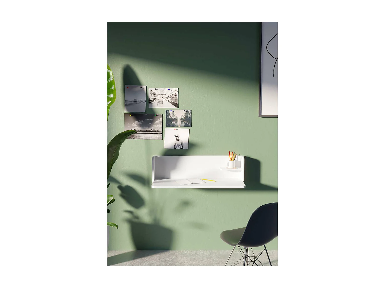 Mesa estudio para colgar Mod-Roman acabado blanco, 35 x 90 x 25 cm (fondo x ancho x alto)