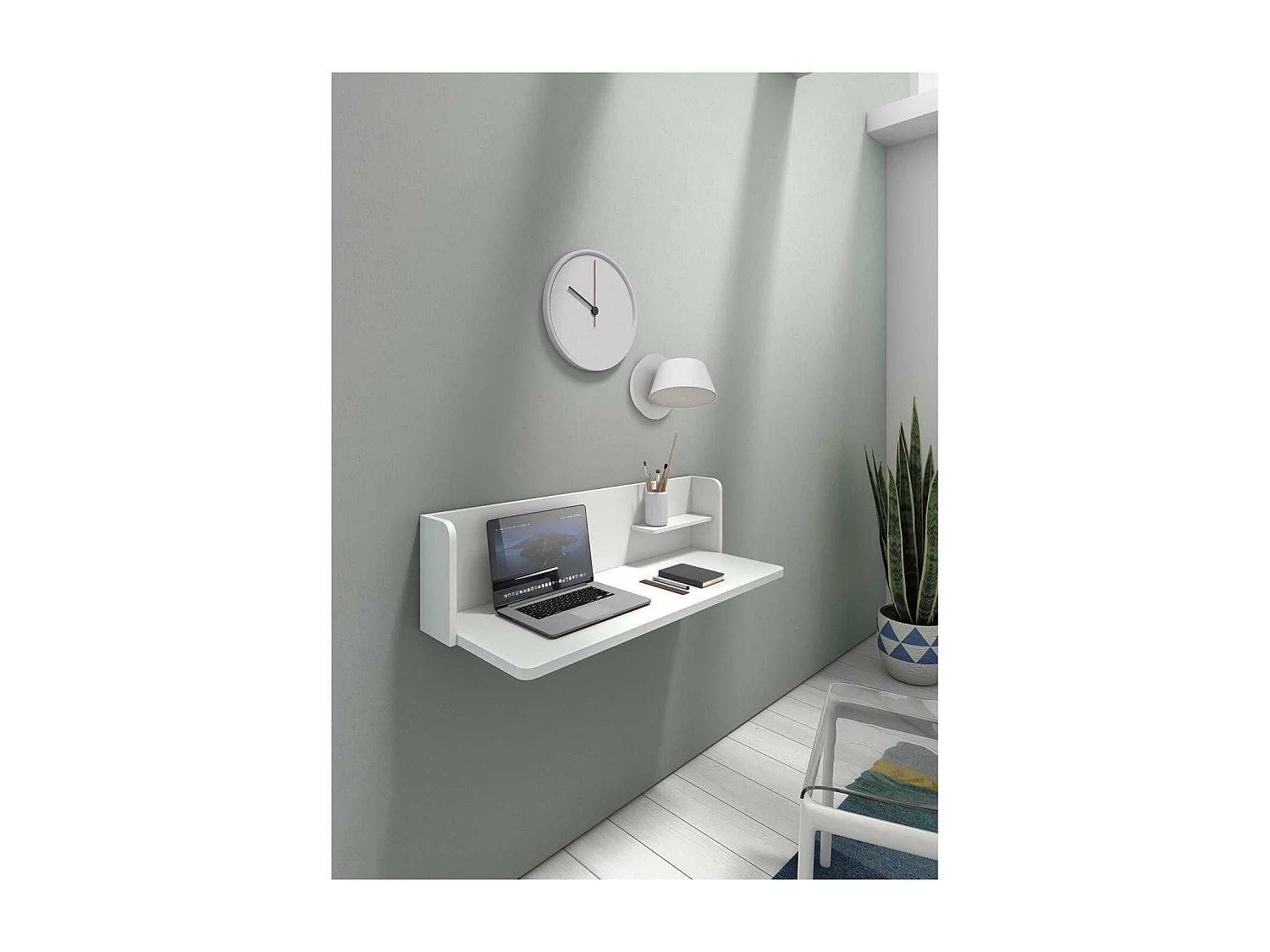 Mesa estudio para colgar Mod-Roman acabado blanco, 35 x 90 x 25 cm (fondo x ancho x alto)